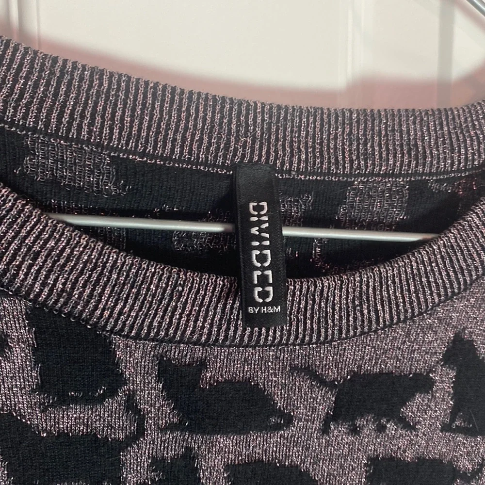 Divided by H&M Black Cat Metallic Pink Knit Sweater Size S - Picture 5 of 7